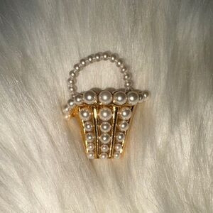 Napier Gold and Pearl Basket Vintage Brooch